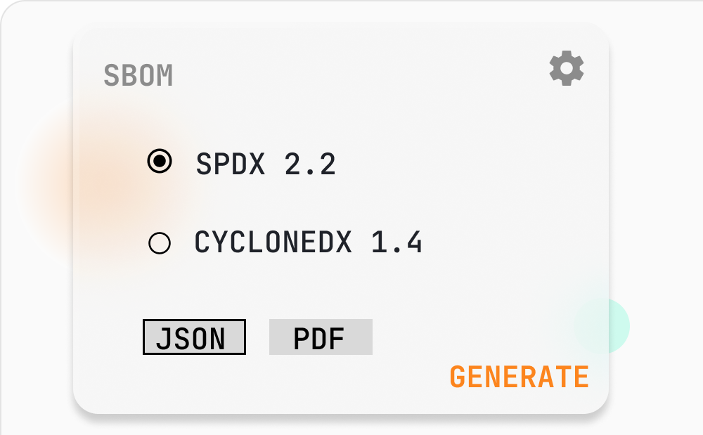 SBOM generation dashboard showing analysis of components and dependencies
